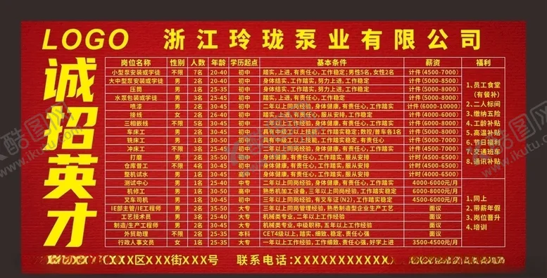 编号：94665203291957036195【酷图网】源文件下载-公司企业招聘招工诚招英才广告