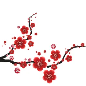 梅花素材腊背景腊元寒红