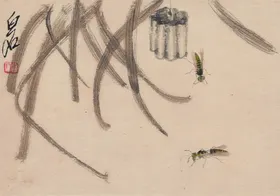 齐白石国画墙水纹山水新中式