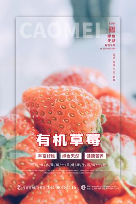 水果促销草莓红色简约海报