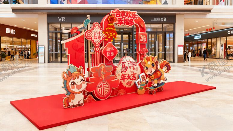 编号：55006504250222142028【酷图网】源文件下载-元旦春节新年美陈舞台装饰