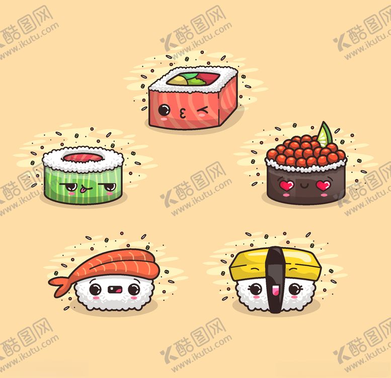 编号：67317210010951136500【酷图网】源文件下载-可爱寿司