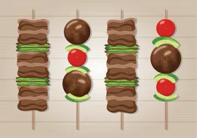 卡通烧烤插画肉串免扣BBQ