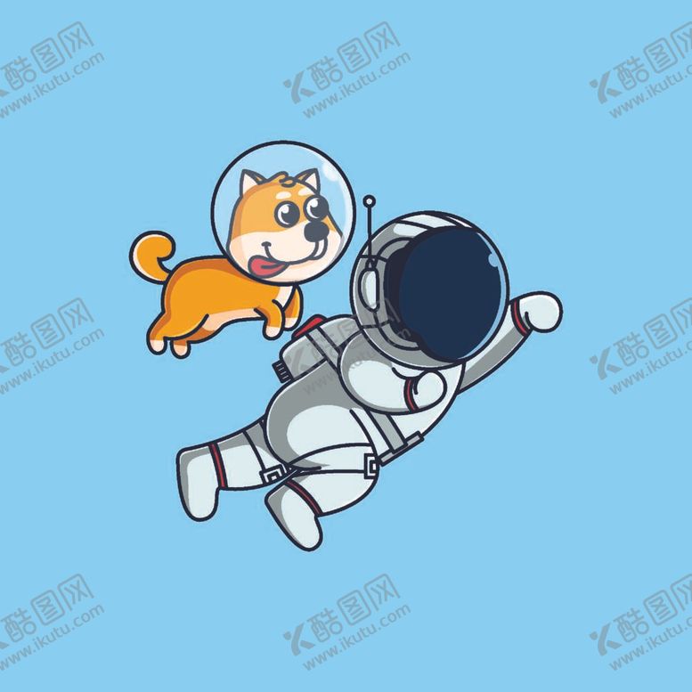 编号：35221912041851042713【酷图网】源文件下载-卡通宇航员带小狗飞行