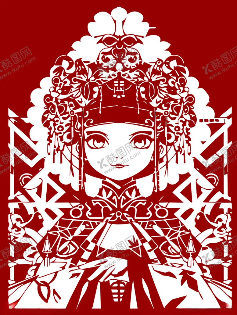 编号：80423702201411555344【酷图网】源文件下载-剪纸美女