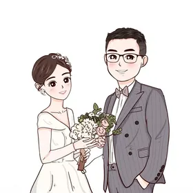 婚礼线条图头像