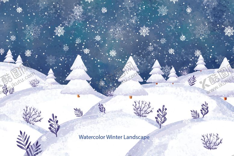 编号：43456309210518418755【酷图网】源文件下载-冬季雪景插画图案