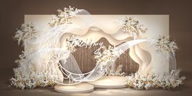 婚礼效果图白绿色场景高端简约