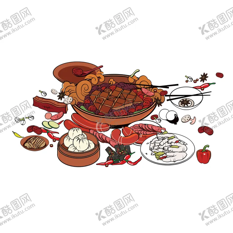 编号：04876510042203235618【酷图网】源文件下载-火锅插画  