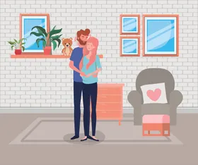 人物夫妻生活插画