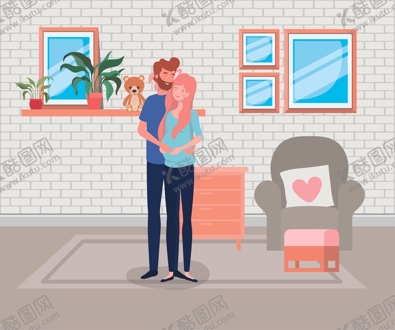 编号：98723210301610449288【酷图网】源文件下载-人物夫妻生活插画