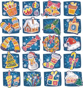 圣诞主题多彩图标集合
