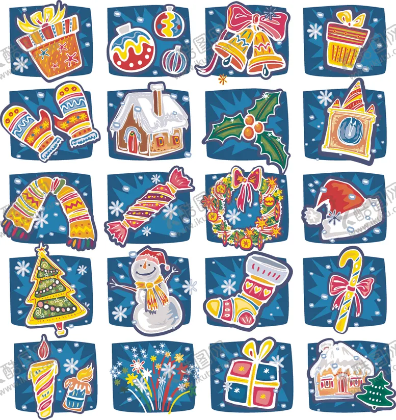编号：75614204201216577591【酷图网】源文件下载-圣诞主题多彩图标集合