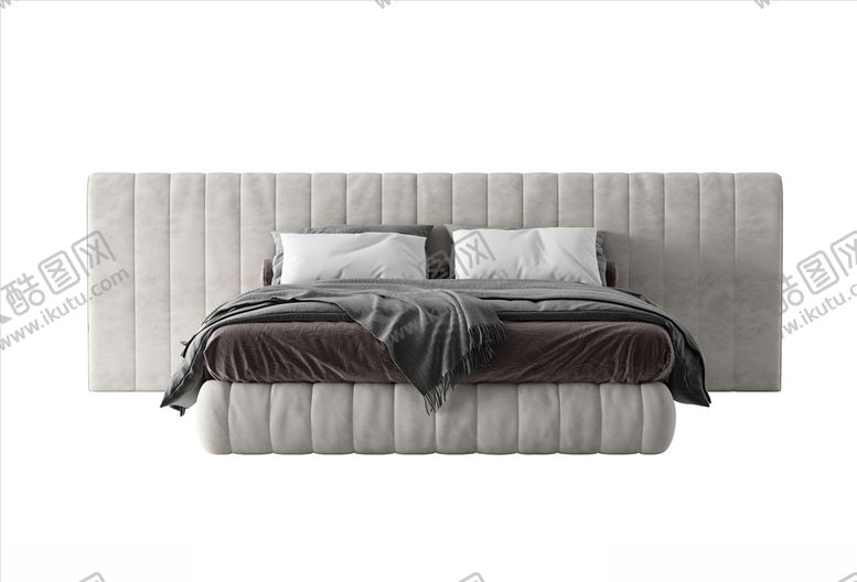 编号：81979609220714465109【酷图网】源文件下载-3D双人床木板床模型