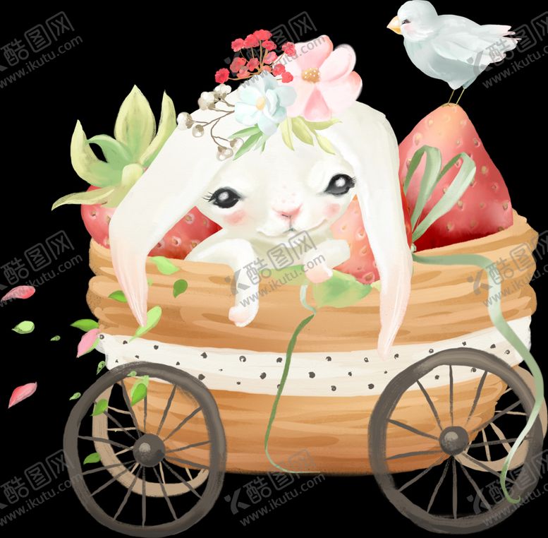 编号：21386507140100097135【酷图网】源文件下载-可爱小兔子花车