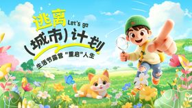 踏青春日商场生活节宠物露营海报展板