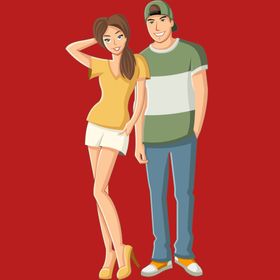 手绘情侣恋人卡通爱男女