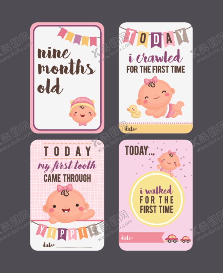 编号：59243911021411098010【酷图网】源文件下载-婴儿成长记录卡片