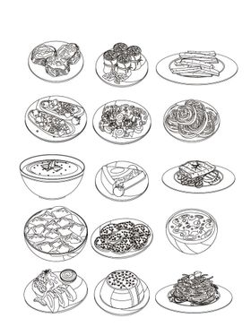 手绘素描中式餐饮西式料理装饰图