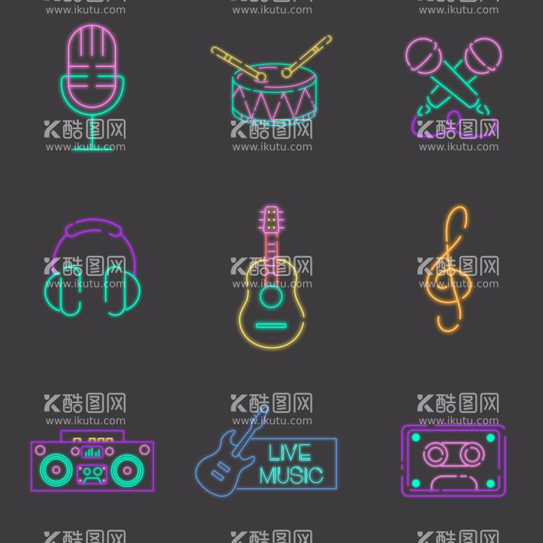 编号：72449011211409368453【酷图网】源文件下载-简约发光音乐乐器主题