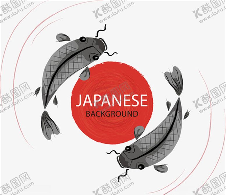 编号：64038005121637202718【酷图网】源文件下载-矢量手绘水墨鲤鱼