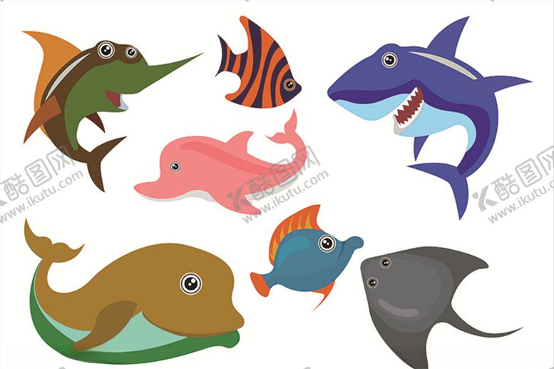 编号：29593909191625266317【酷图网】源文件下载-卡通海鱼热带鱼服装图案印花