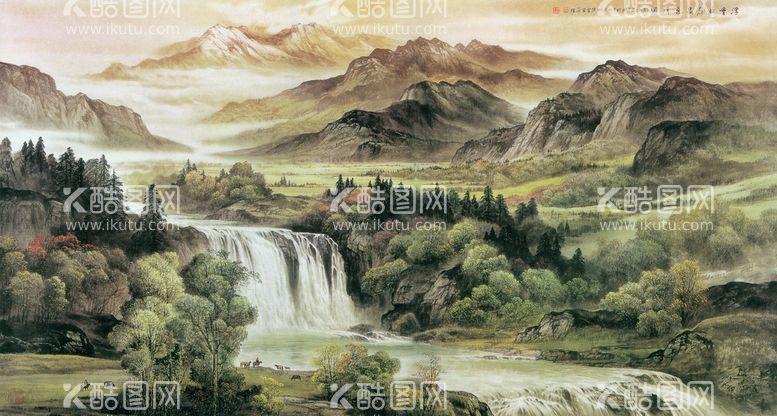 编号：26413709190507529462【酷图网】源文件下载-高山流水山水画