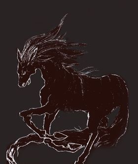骏马手绘线描轮廓