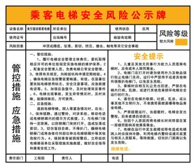 电梯设备安全风险公示牌