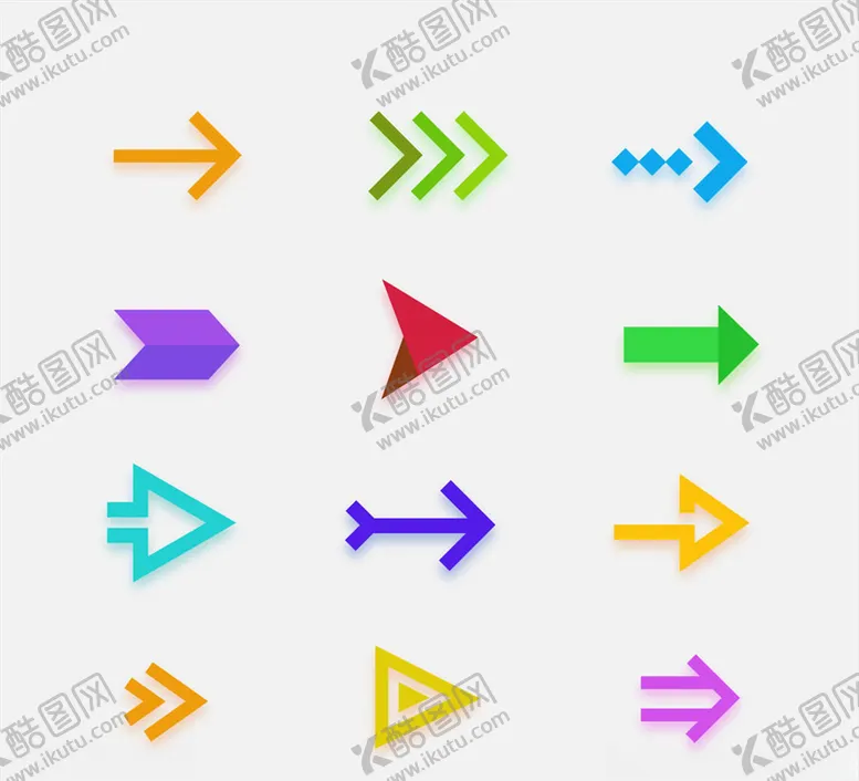 编号：45753010060316416146【酷图网】源文件下载-彩色箭头图标矢量素材