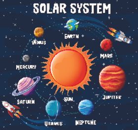 太阳系行星信息图矢量图