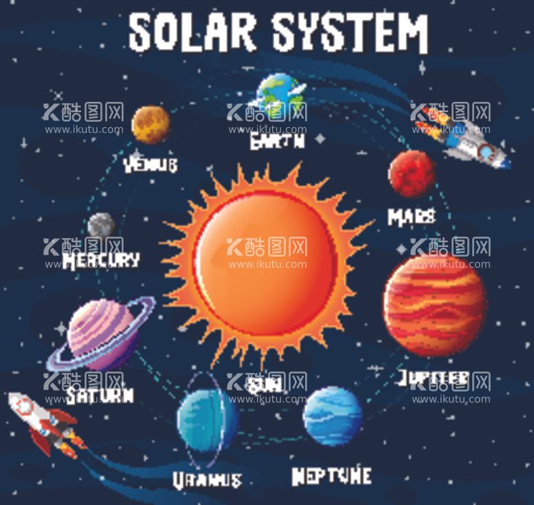 编号：98869112080347599603【酷图网】源文件下载-太阳系行星信息图矢量图