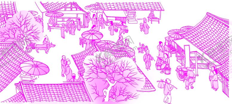 编号：77546410200611006547【酷图网】源文件下载-街道线稿