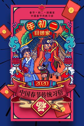 大年初二春节海报虎年海报微推