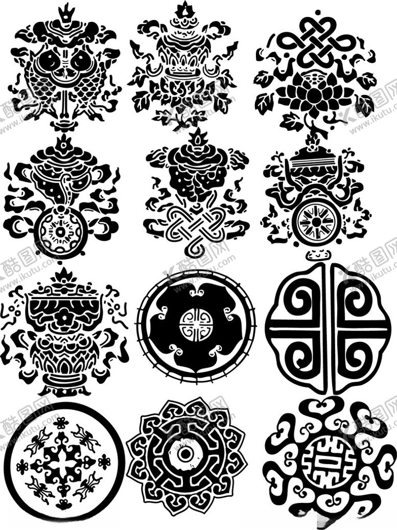 编号：81790711022017323851【酷图网】源文件下载-传统中式吉祥图案集合