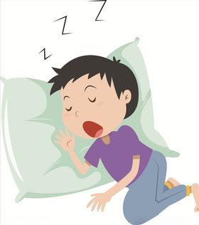 躺在枕头上睡觉的男孩