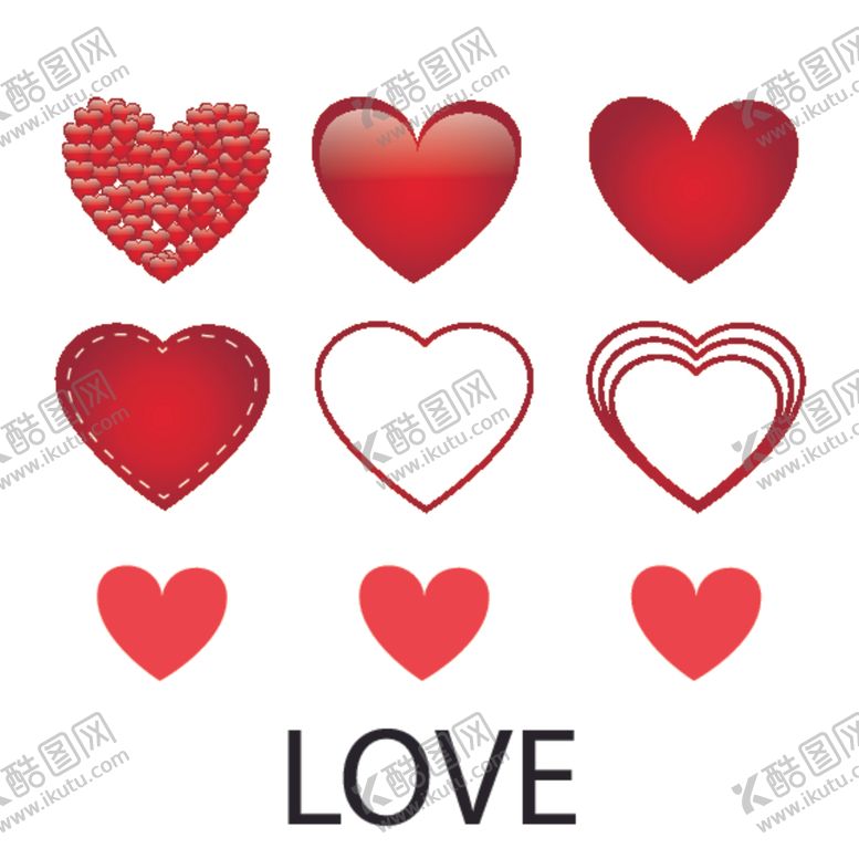 编号：99685110082304455896【酷图网】源文件下载-各种手绘卡通爱心心形设计
