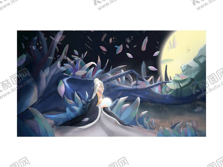 编号：17569410010757416501【酷图网】源文件下载-动漫白发女人手绘插画设计