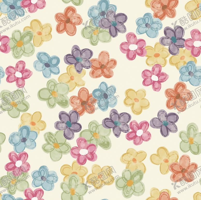 编号：81930404062100391252【酷图网】源文件下载-多彩小花无缝图案背景