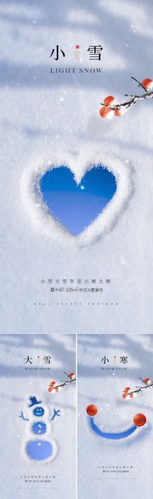 地产小雪大雪小寒大寒节气海报