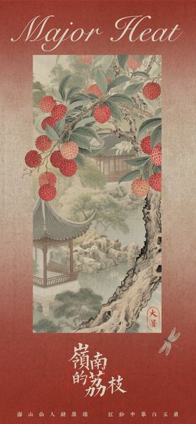 大暑岭南荔枝园林海报