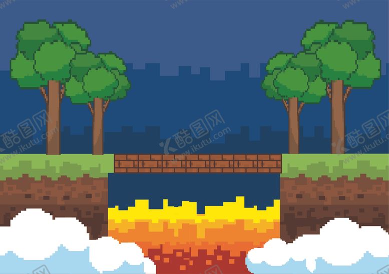 编号：90530207040019482217【酷图网】源文件下载-复古像素风游戏场景插画