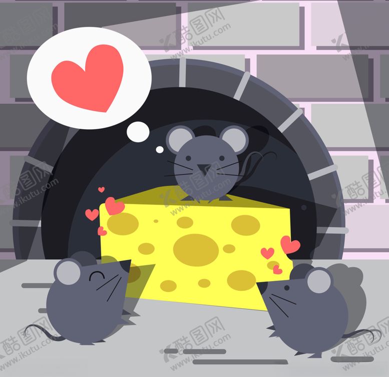 编号：89139010311640377512【酷图网】源文件下载-老鼠偷奶酪三只鼠