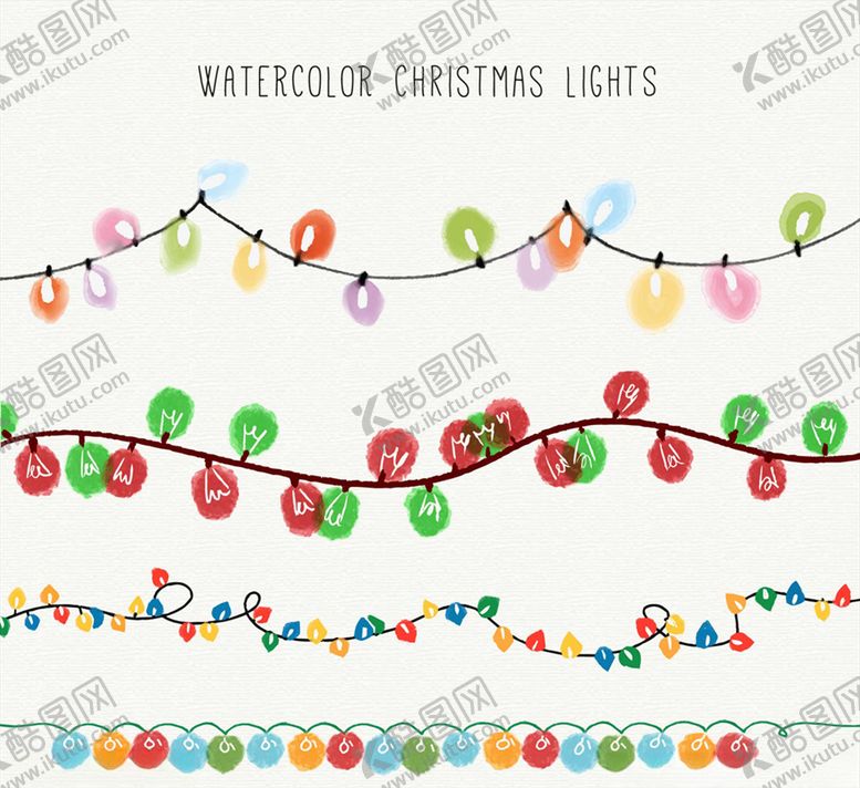 编号：71870210212155232050【酷图网】源文件下载-水彩绘圣诞彩灯串矢量素材