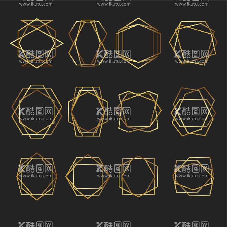 编号：38984912180858459373【酷图网】源文件下载-金色几何图形边框