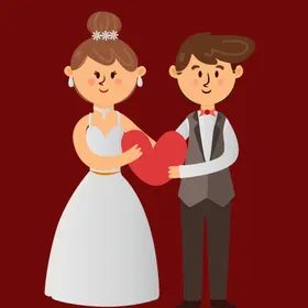 手绘结婚男女礼人物人物插画