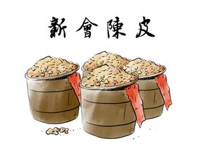 新会陈皮手绘彩色绘画