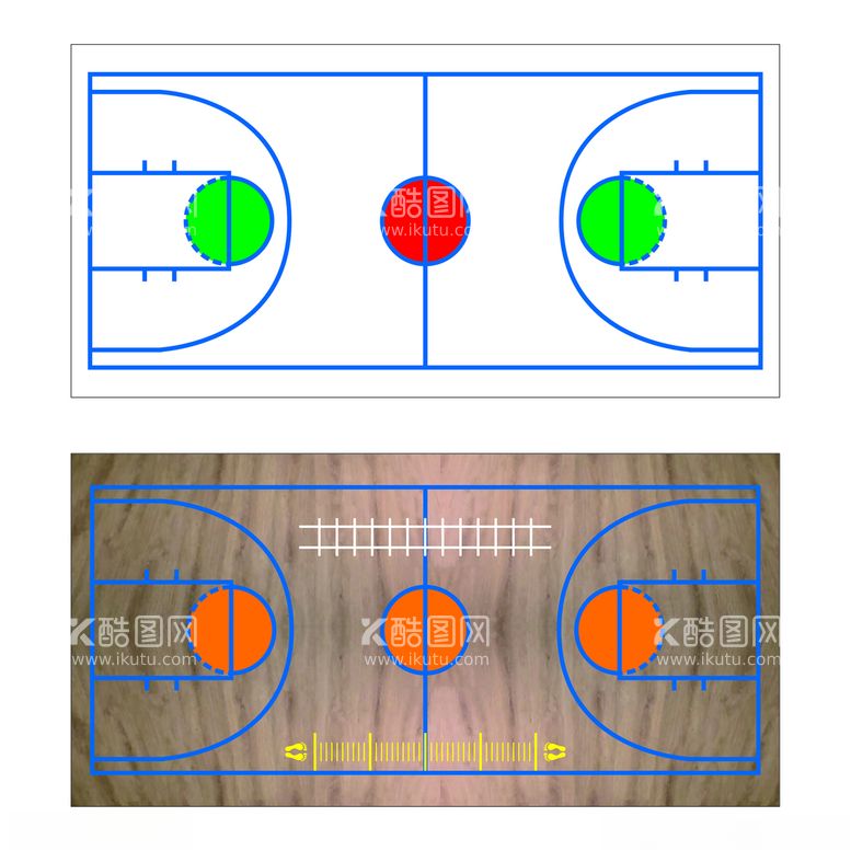 编号：45027903211628396757【酷图网】源文件下载-篮球教室地面线框