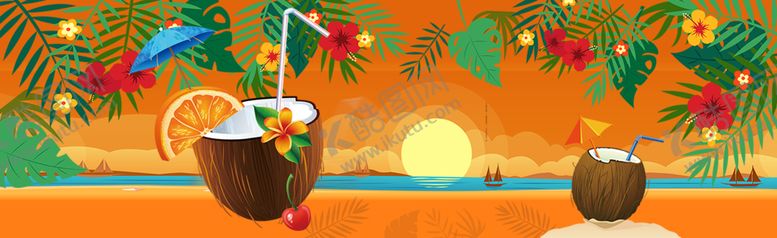 编号：10097909220404023268【酷图网】源文件下载-夏日黄昏椰子