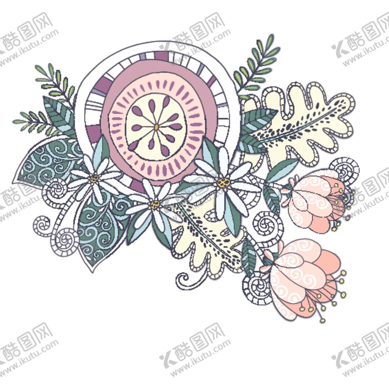 编号：14340810121825288745【酷图网】源文件下载-小清新花朵植物插画